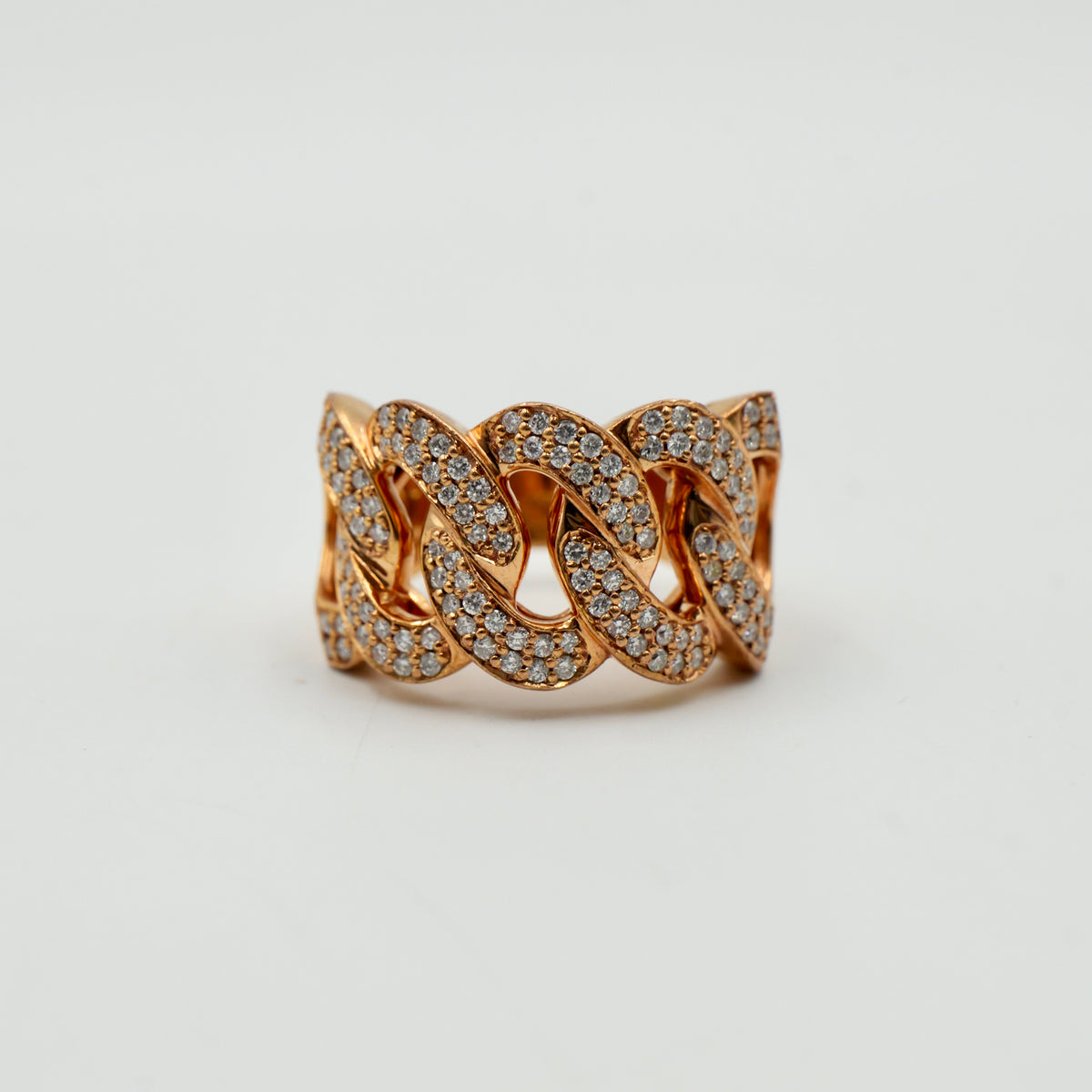 Rose Gold Cuban Link Pavê Ring