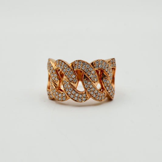 Rose Gold Cuban Link Pavê Ring