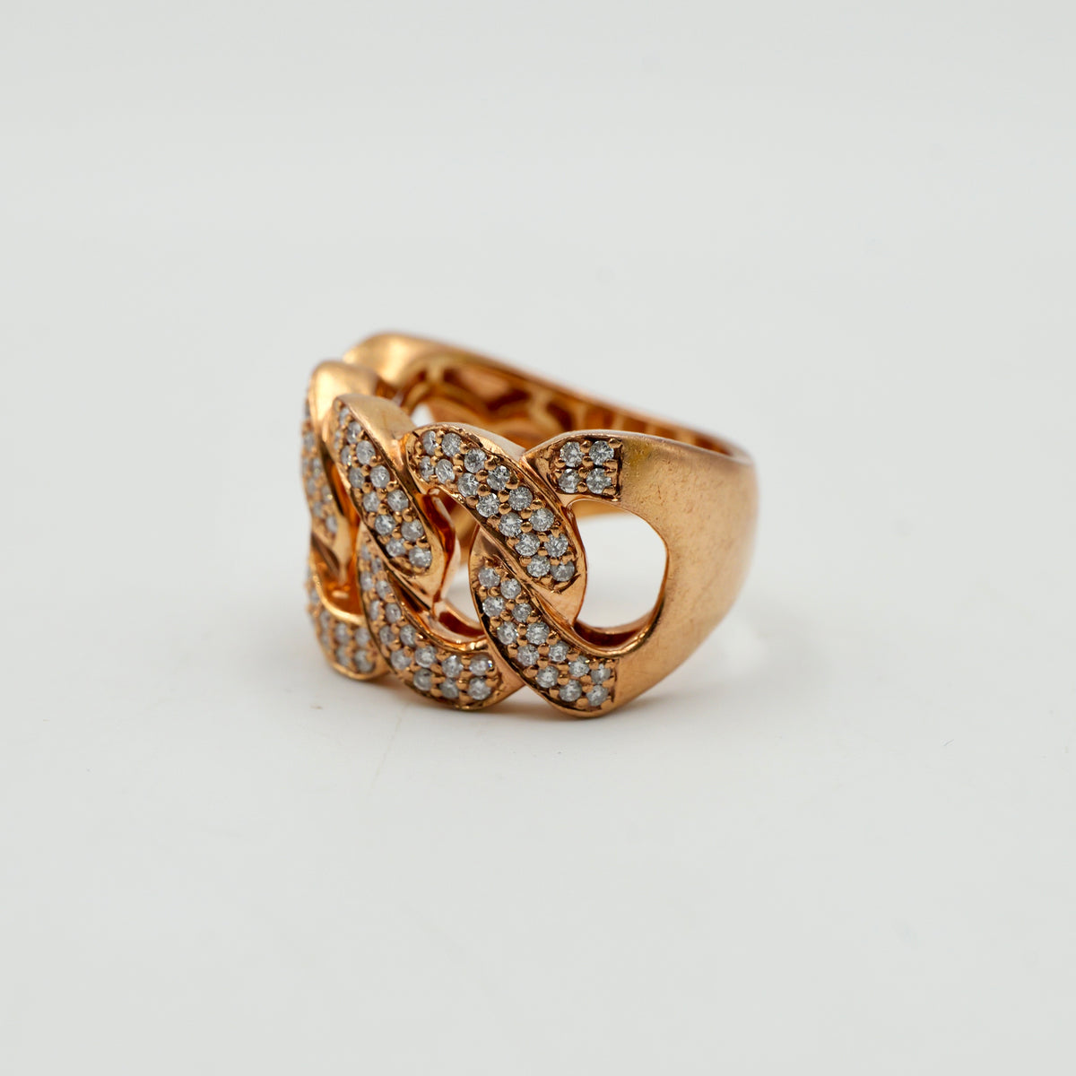 Rose Gold Cuban Link Pavê Ring