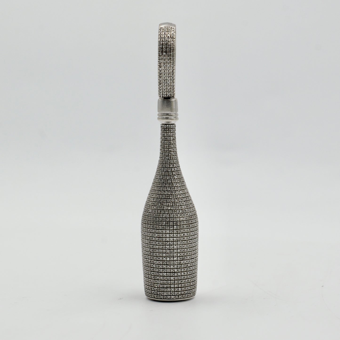 White Gold Diamond Champagne Bottle Pendant