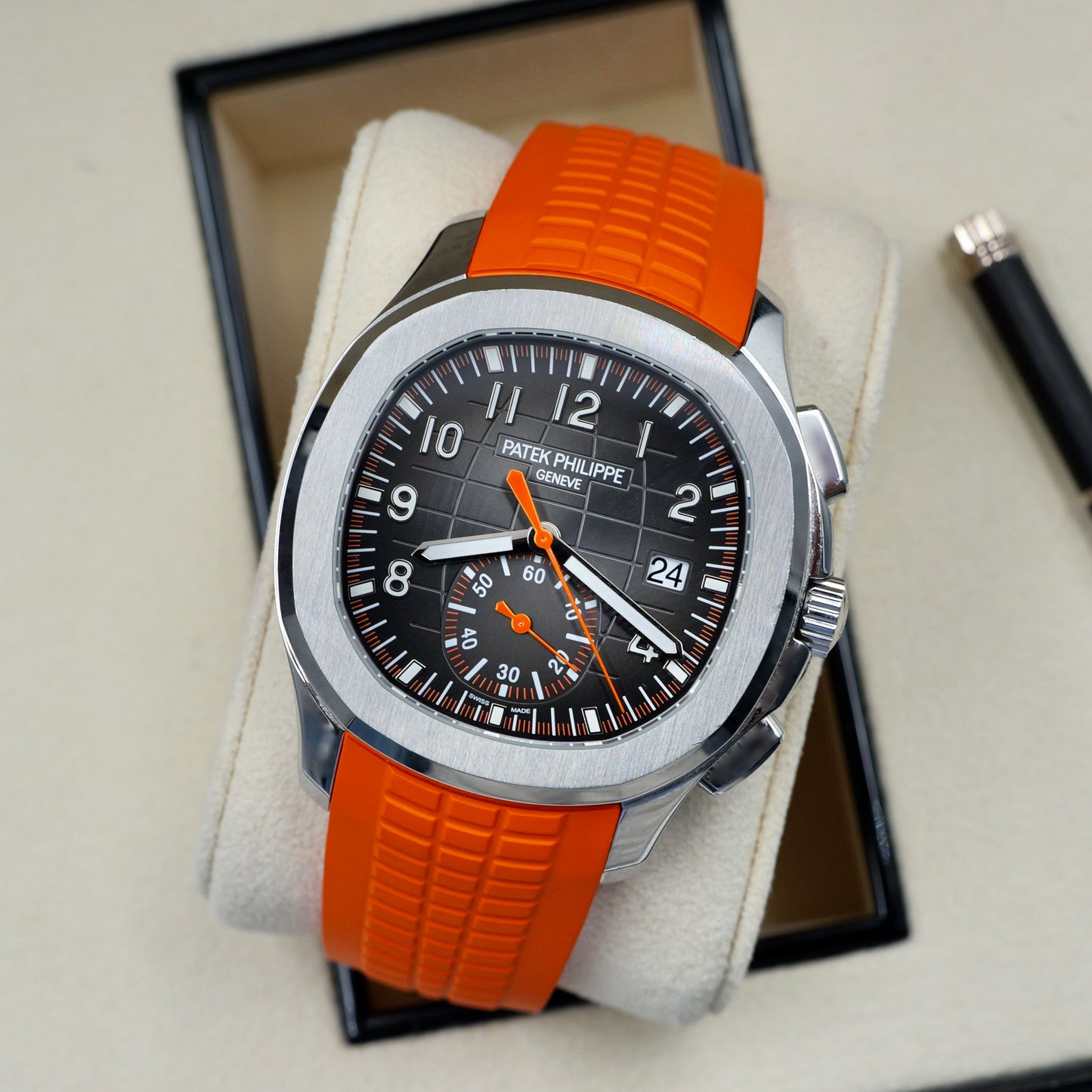 Patek Philippe Aquanaut Grey Dia Orange Strap 5968A - Full Set (2021)