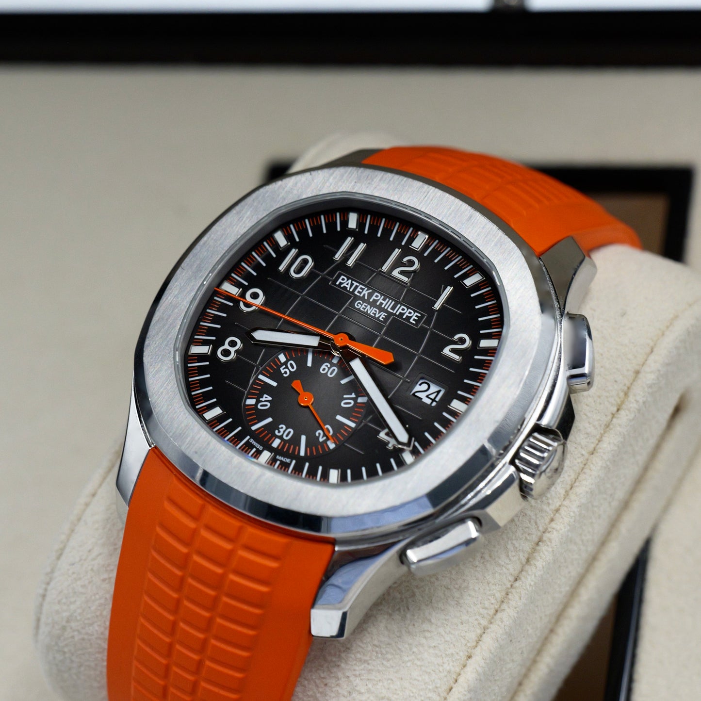 Patek Philippe Aquanaut Grey Dia Orange Strap 5968A - Full Set (2021)
