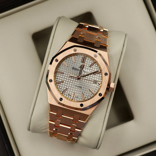 Audemars Piguet Royal Oak Grey Dial Rose Gold 15450OR Full Set 2016