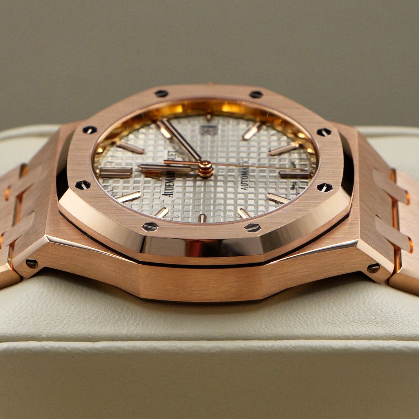 Audemars Piguet Royal Oak Grey Dial Rose Gold 15450OR Full Set 2016
