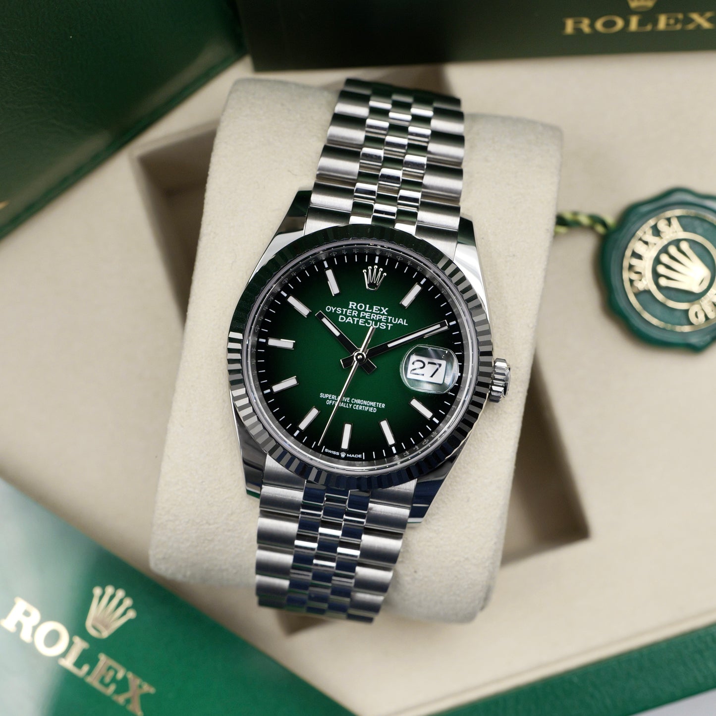 Rolex Datejust 36 Ombré Fluted Jubilee 126234 - Full Set (2026)
