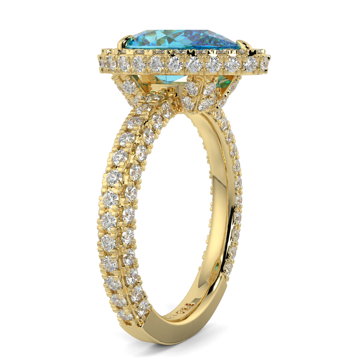 Daisy  - Blue Diamond - Halo Pear Ring