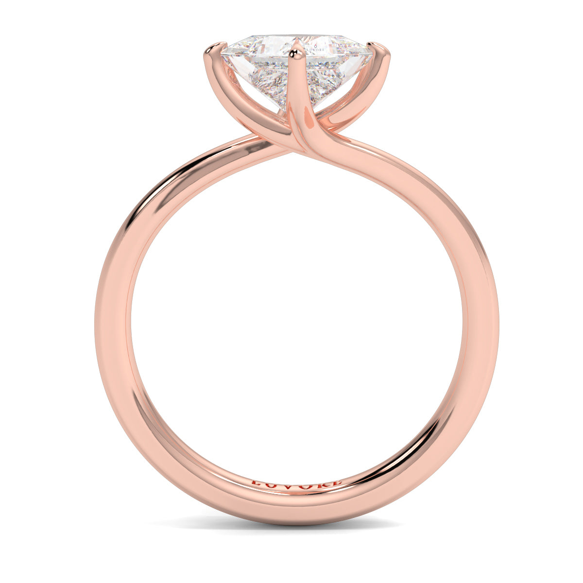 Rose gold ring with a diamond on a white background yb_jewellers_twist_band_engagement_ring_best_selling_design_round_diamond_trending_rings