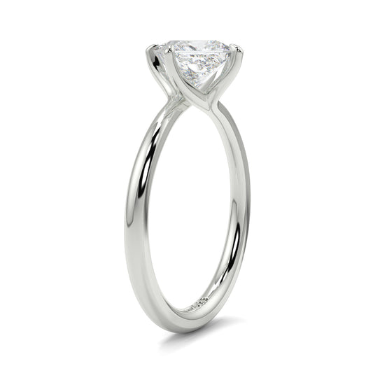 Silver ring with a clear gemstone on a white background yb_jewellers_twist_band_engagement_ring_best_selling_design_round_diamond_trending_rings