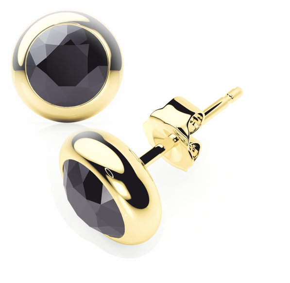 Rub Over - Black Diamond - Stud Earrings
