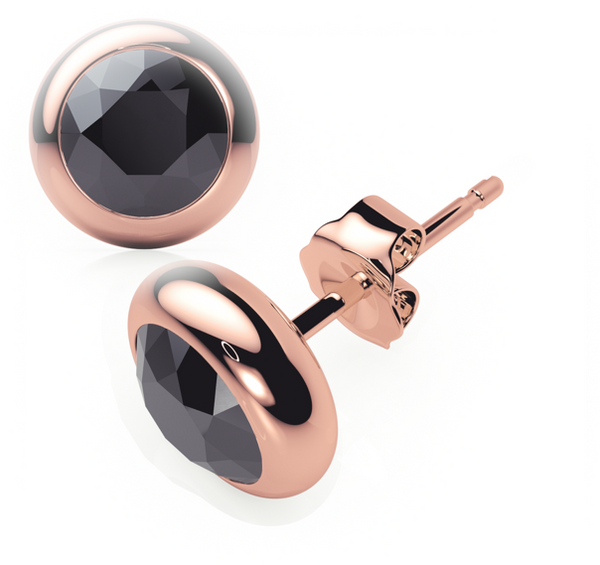 Rub Over - Black Diamond - Stud Earrings