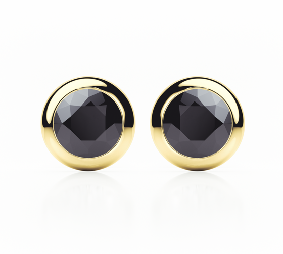 Rub Over - Black Diamond - Stud Earrings