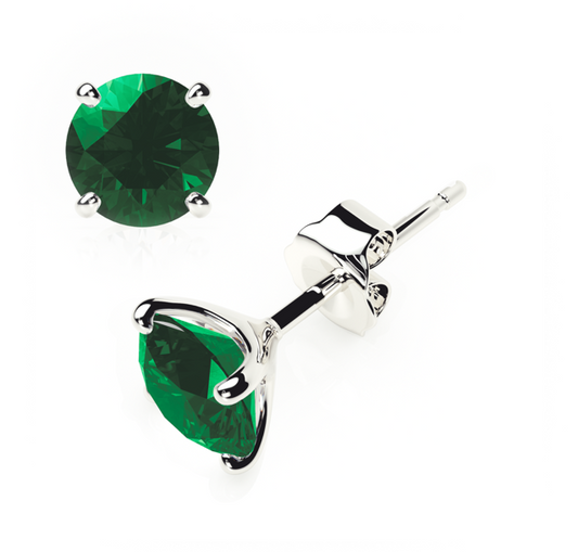 4 Claw - Emerald Gemstone - Stud Earrings