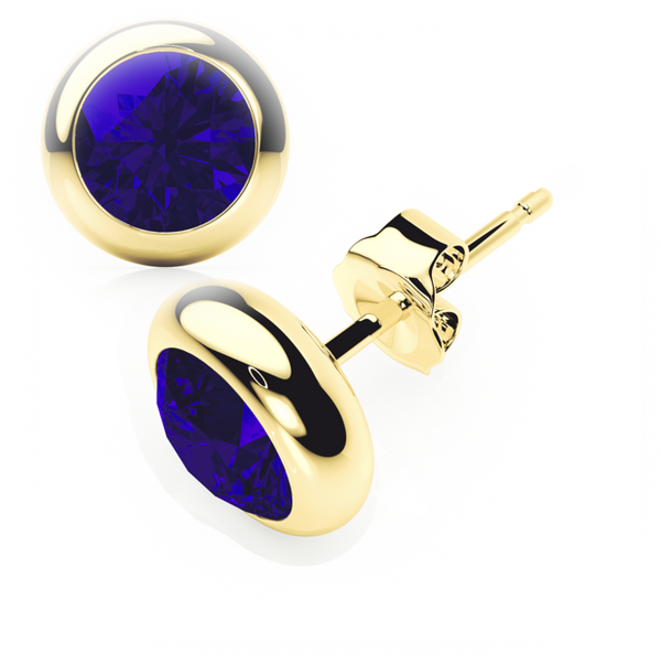 Bezel - Blue Sapphire - Stud Earrings