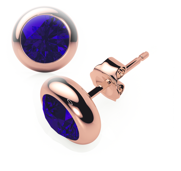 Bezel - Blue Sapphire - Stud Earrings