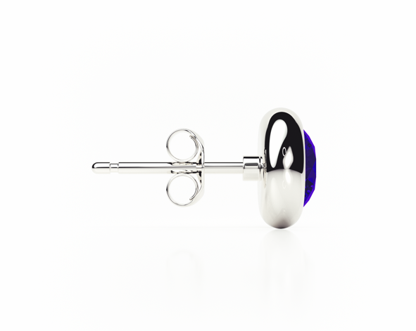 Bezel - Blue Sapphire - Stud Earrings