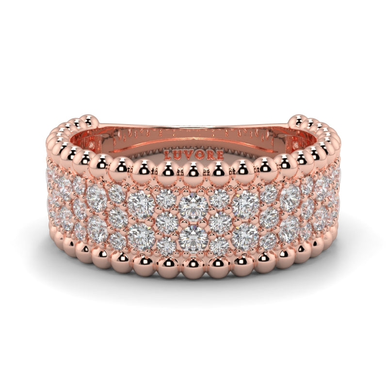 Diamond Pave Designer Ring Rounds Wedding Band Diamond Set