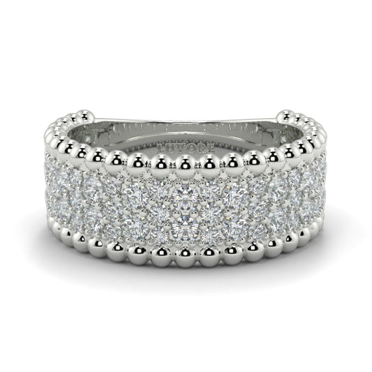 Diamond Pave Designer Ring Rounds Wedding Band Diamond Set
