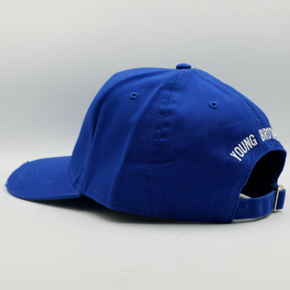 Blue cap with 'Young Bro' text on a light gray background
