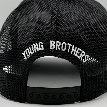 Black mesh cap with 'YOUNG BROTHERS' text on a gray background
