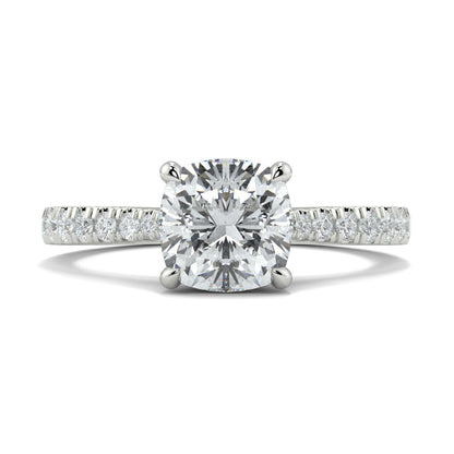 Diamond ring with a white background Yb jewellers engagement ring straight band Cushion