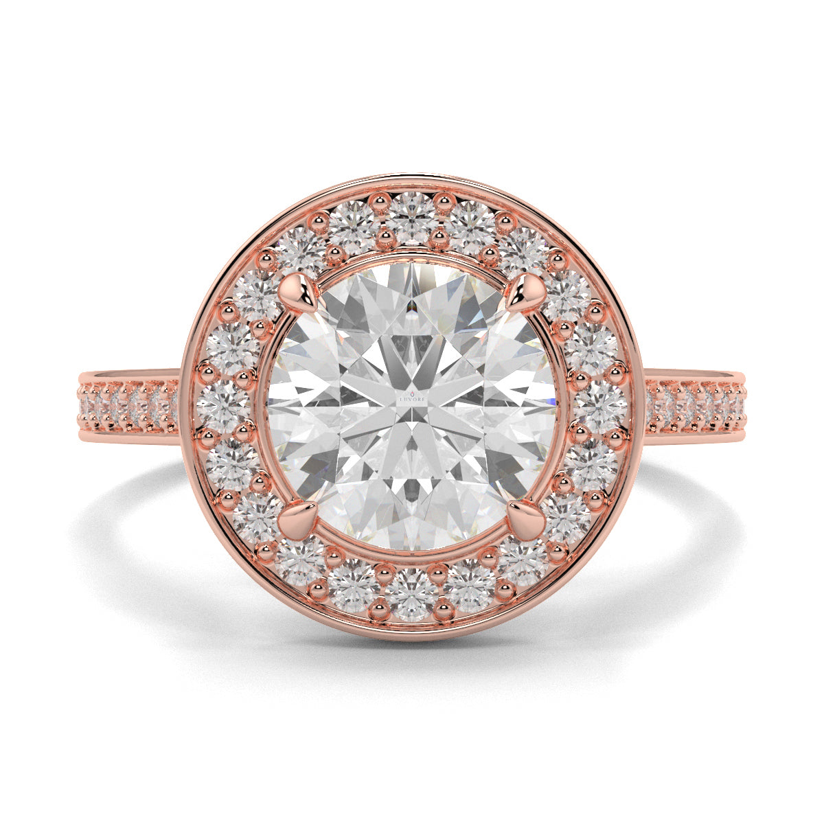 Rose gold diamond ring with a clear gemstone on a white background engagement ring Yb jewellers trending design