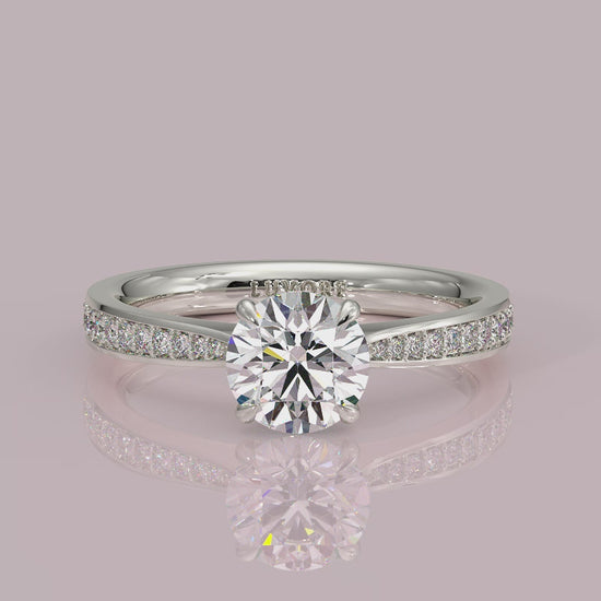 Yb jewellers engagement ring straight band grain set 