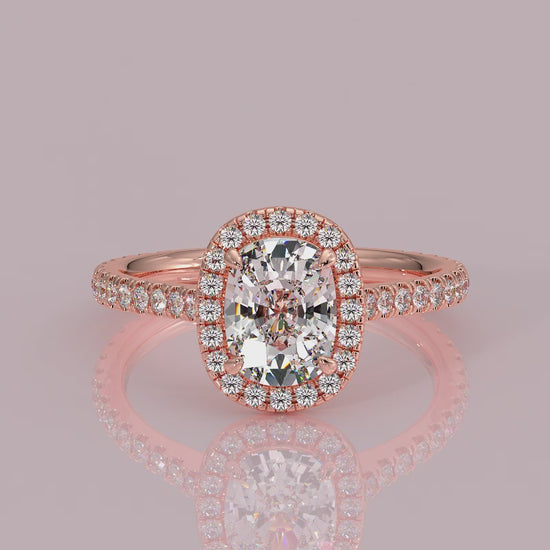 YB Jewellers engagement ring best value rose gold classic diamond halo 