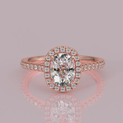 YB Jewellers engagement ring best value rose gold classic diamond halo 