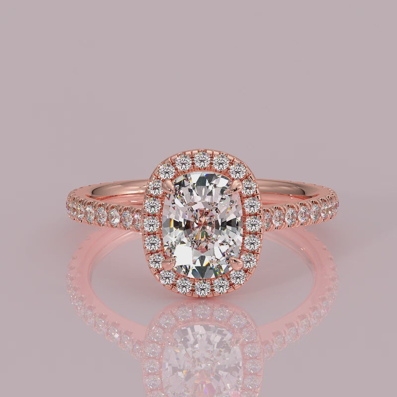 YB Jewellers engagement ring best value rose gold classic diamond halo 