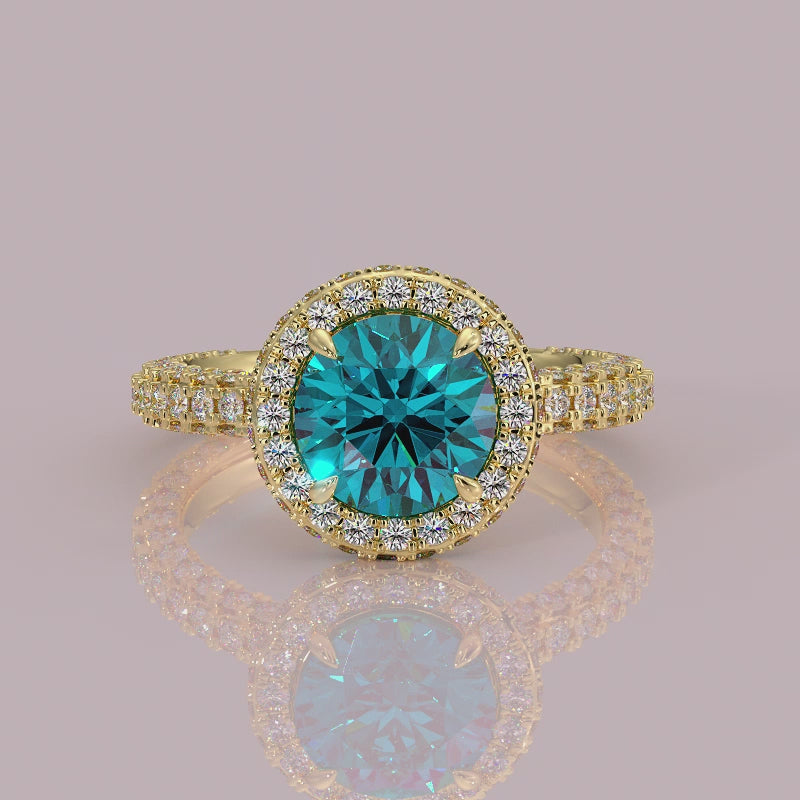 yb jewellers round yellow gold halo engagement ring diamond ring