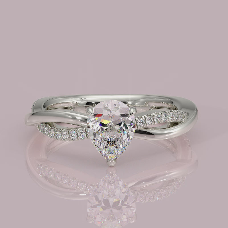 Yb jewellers engagement ring twist band pear shape diamond