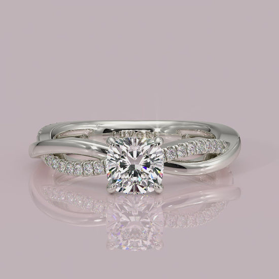 Yb jewellers engagement ring twist band cushion
