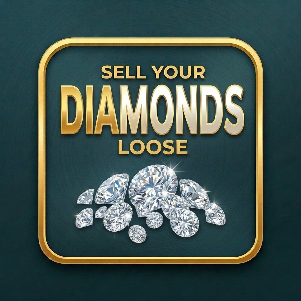 sell your loose diamonds icon on green and gold background