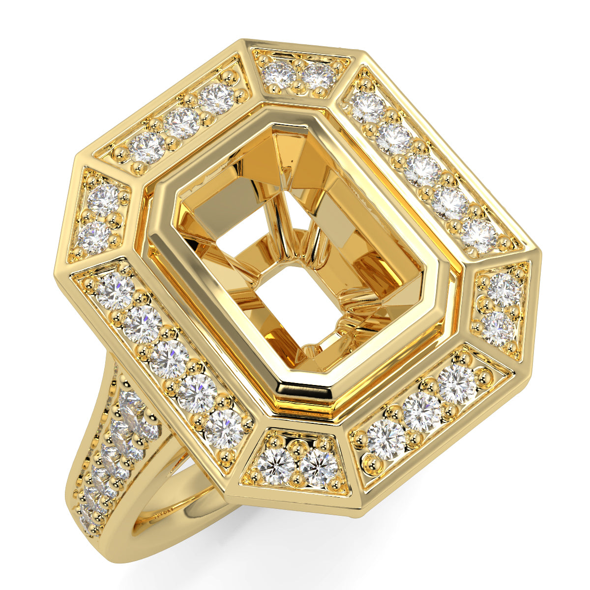 Vivienne - Emerald Vintage Halo - Ring Mount